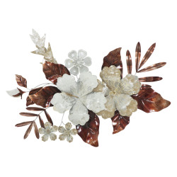 Panneau mural en fer Bouquet – 83x55 cm – Fleur métallique chic et raffinée