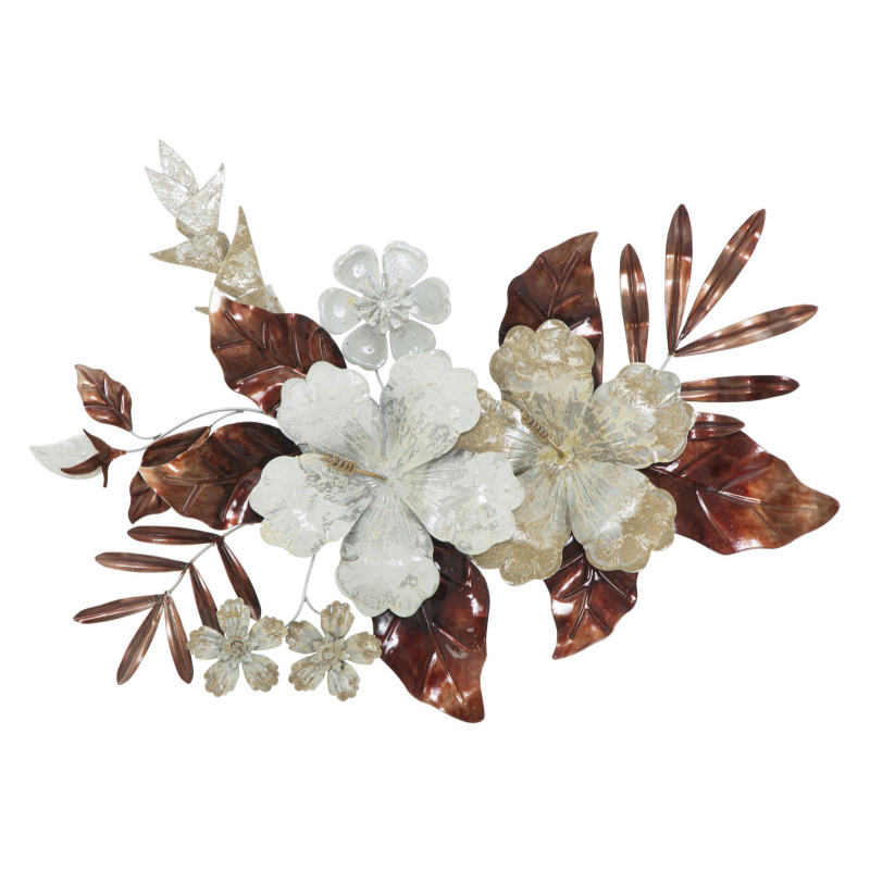 Panneau mural en fer Bouquet – 83x55 cm – Fleur métallique chic et raffinée