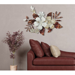 **Italiano:** Pannello murale in ferro Bouquet – 83x55 cm – Fiore metallico chic e raffinato