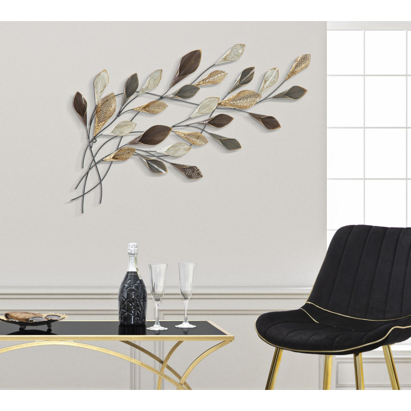 Painel de parede em ferro Ramo – 46x87 cm – Motivo natural Glam e design