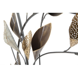 Pannello murale in ferro Ramo – 115x65 cm – Composizione floreale Glam di grandi dimensioni