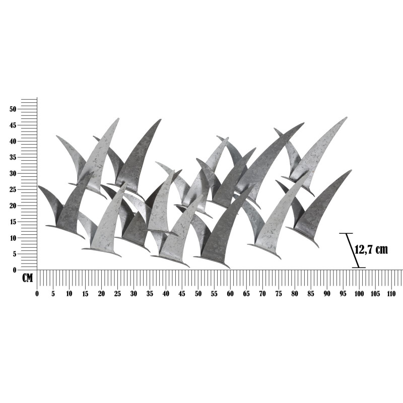 Painel de parede Gabbiani em ferro – 93x47 cm – Estilo industrial inspirado em oficina