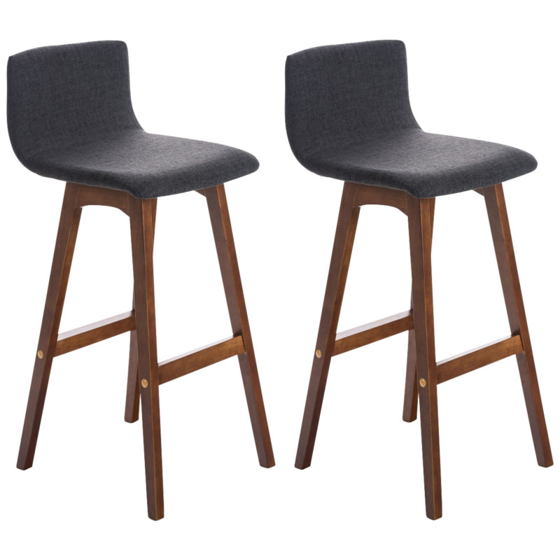 Lot de 2 tabourets de bar Taunus en tissu noyer gris foncé