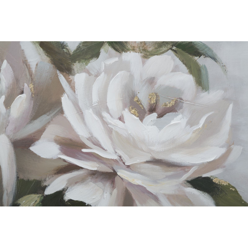 Tableau mural fait main fleurs et feuilles – 100x80 cm – Style nature chic Glam