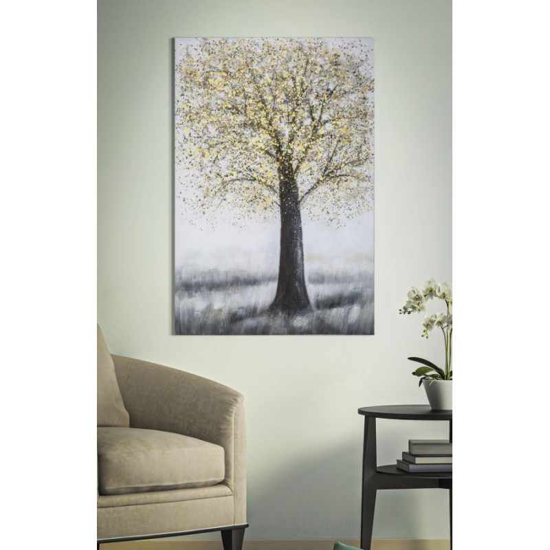 Tableau mural fait main arbre simple – Modèle A – 80x120 cm – Peinture murale apaisante