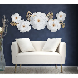 Panneau mural décoratif blanc – 158x60 cm – Style Glam lumineux et pur