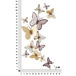 Panneau mural papillons or et bordeaux – 59x111 cm – Déco murale Glam aérienne