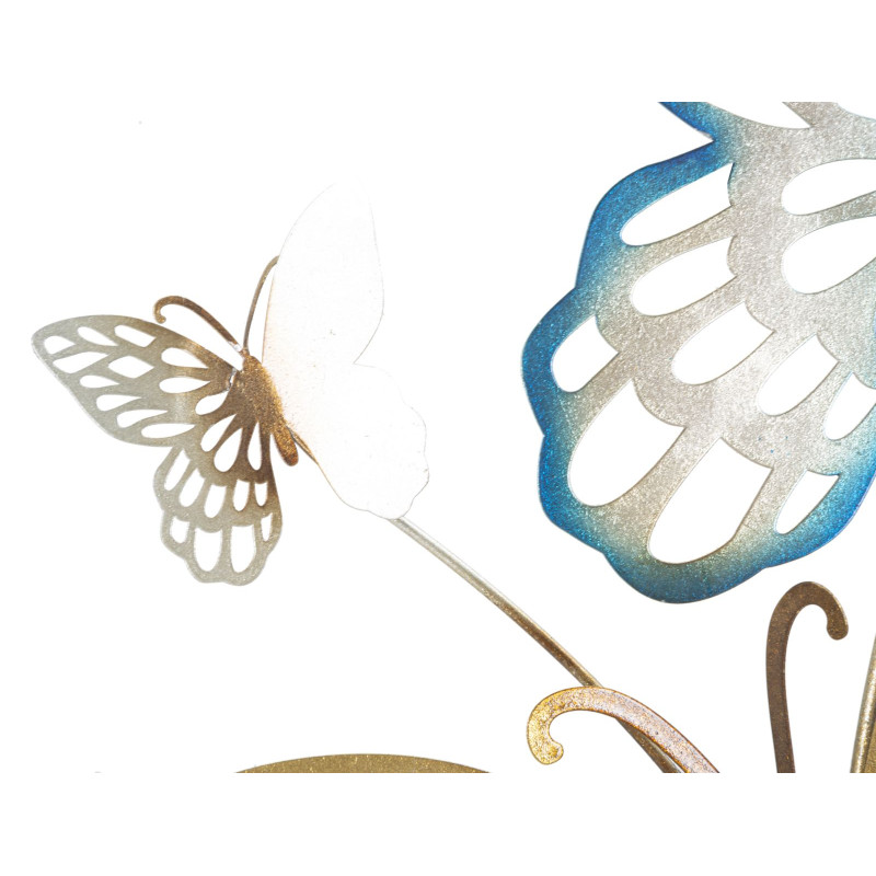 Panneau mural papillons or et bleu clair – 59x111 cm – Déco Glam poétique
