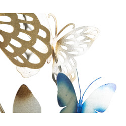Panneau mural papillons or et bleu clair – 59x111 cm – Déco Glam poétique