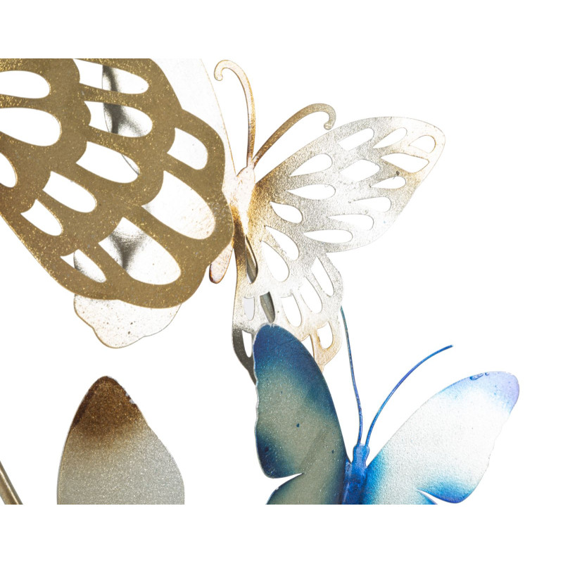 Panneau mural papillons or et bleu clair – 59x111 cm – Déco Glam poétique