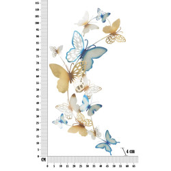 Panneau mural papillons or et bleu clair – 59x111 cm – Déco Glam poétique