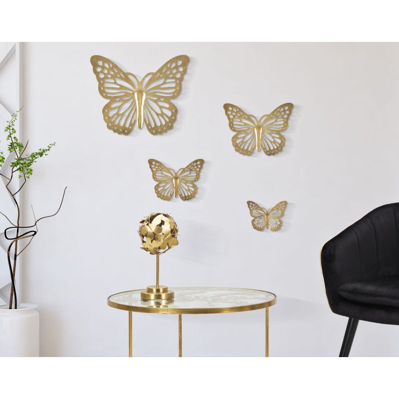 Ensemble de 4 papillons muraux – 35 à 16 cm – Déco murale Glam délicate et raffinée