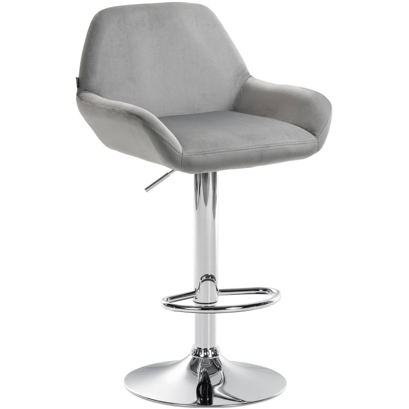 Tabouret de bar Braga velours chrome gris