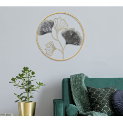 Panneau mural en fer forgé floral – Ø45 cm – Élégance naturelle Glam
