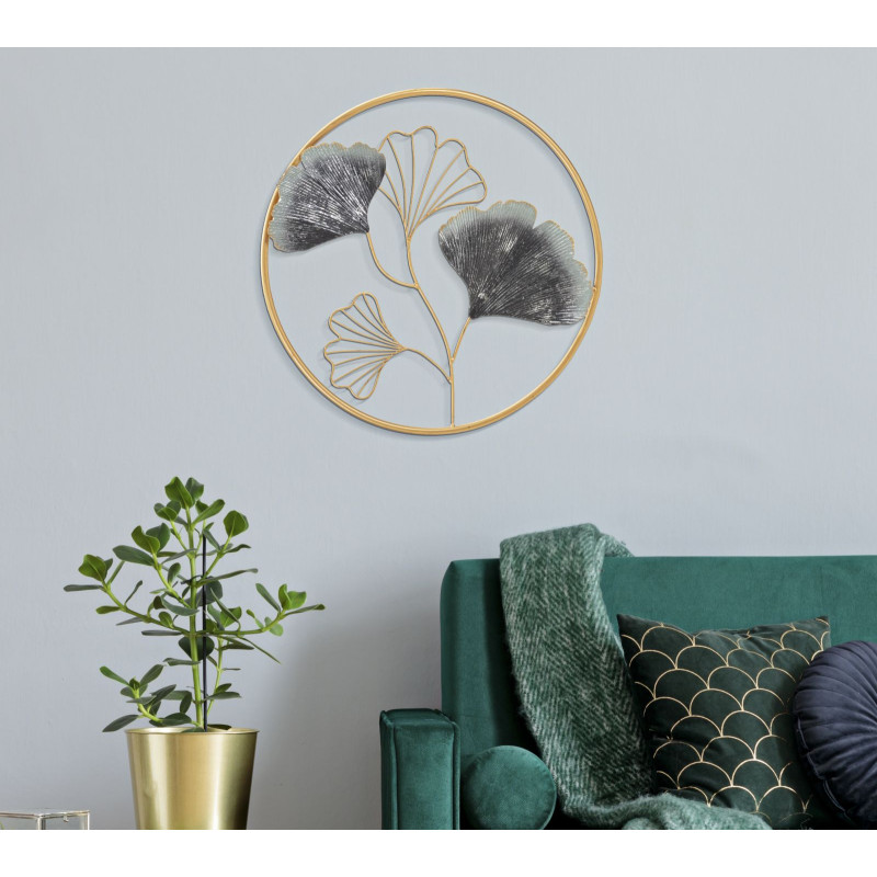 Panneau mural en fer forgé floral – Ø45 cm – Élégance naturelle Glam