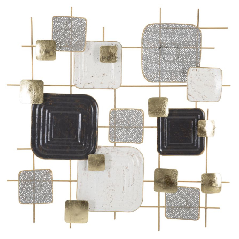 Cubes muraux décoratifs en fer – 80x80 cm – Design géométrique Glam moderne