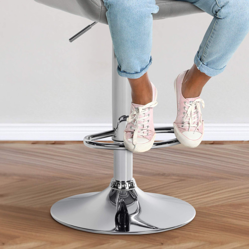 Tabouret de bar Braga velours chrome gris