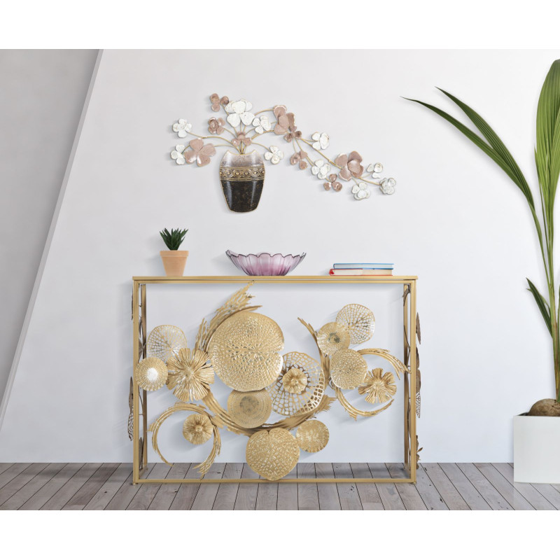 Vase mural en fer – 87x46 cm – Déco Glam chic et végétale