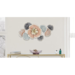 Panneau mural en fer Soty – 93x53 cm – Style floral Glam raffiné