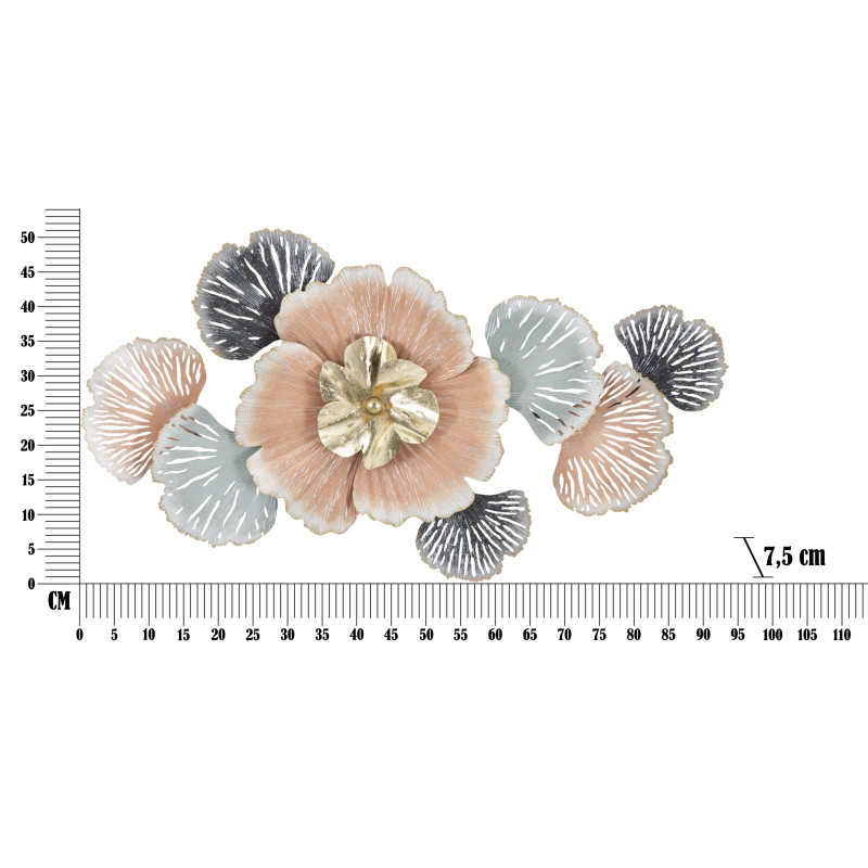 Panneau mural en fer Soty – 93x53 cm – Style floral Glam raffiné