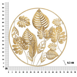 Panneau mural Jungle rond – Ø80 cm – Métal Glam naturel et exotique