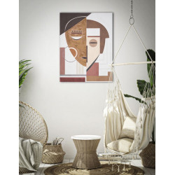 Tableau mural fait main visage ethnique – 60x80 cm – Style Bohème Chic et culturel