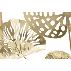 Panneau mural en fer fleurs dorées – 50x50 cm – Élégance florale Glam