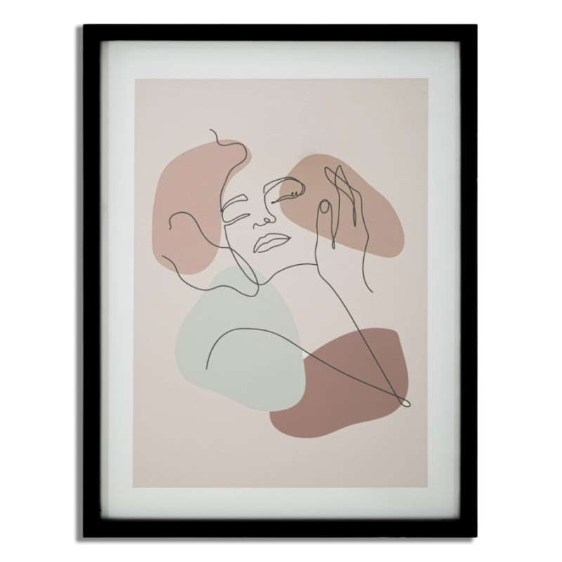Œuvre murale timbre visage – Modèle A – 35x47 cm – Cadre ethnique Bohème Chic