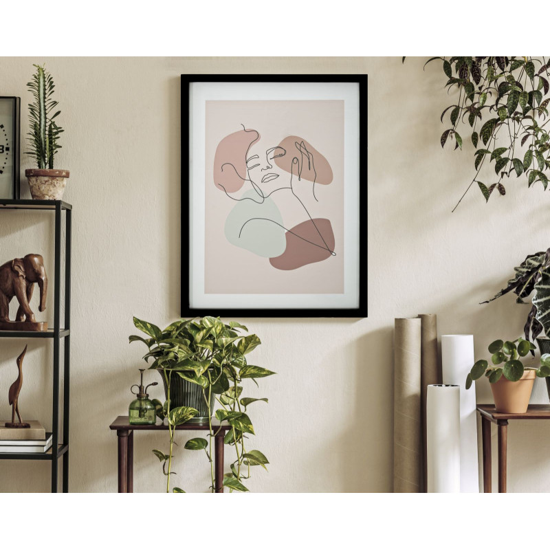 Œuvre murale timbre visage – Modèle A – 35x47 cm – Cadre ethnique Bohème Chic