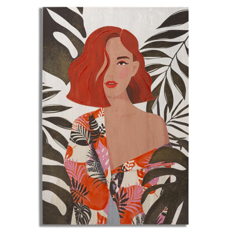 Tableau mural Lady Jungle – Modèle A – 80x120 cm – Impression exotique Bohème Chic