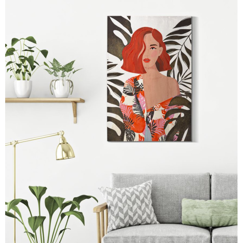 Tableau mural Lady Jungle – Modèle A – 80x120 cm – Impression exotique Bohème Chic