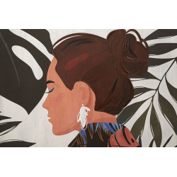 Tableau mural Lady Jungle – Modèle B – 80x120 cm – Portrait artistique jungle bohème