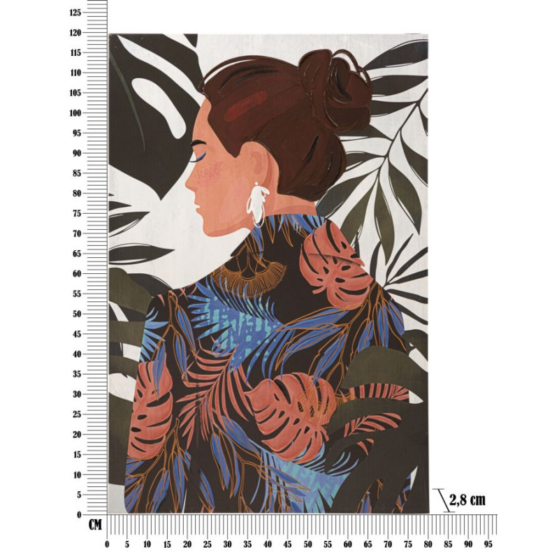 Tableau mural Lady Jungle – Modèle B – 80x120 cm – Portrait artistique jungle bohème