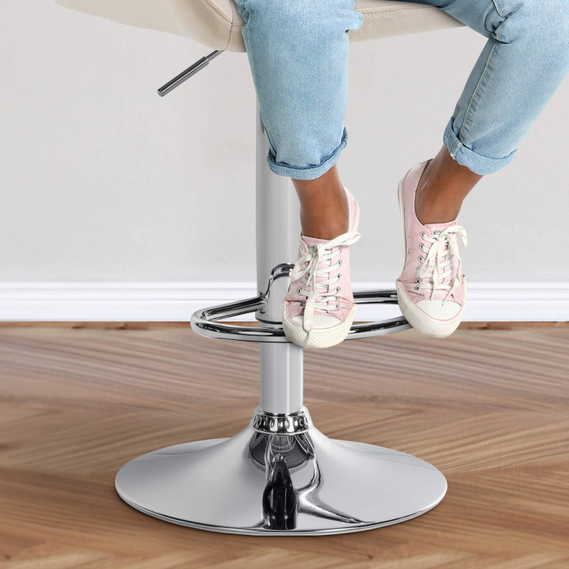 Tabouret de bar Braga velours chrome crème