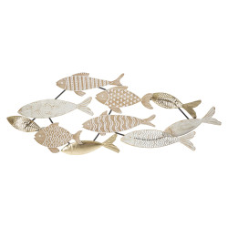 Décoration murale poisson – 118x46 cm – Panneau en fer Glam marin élégant