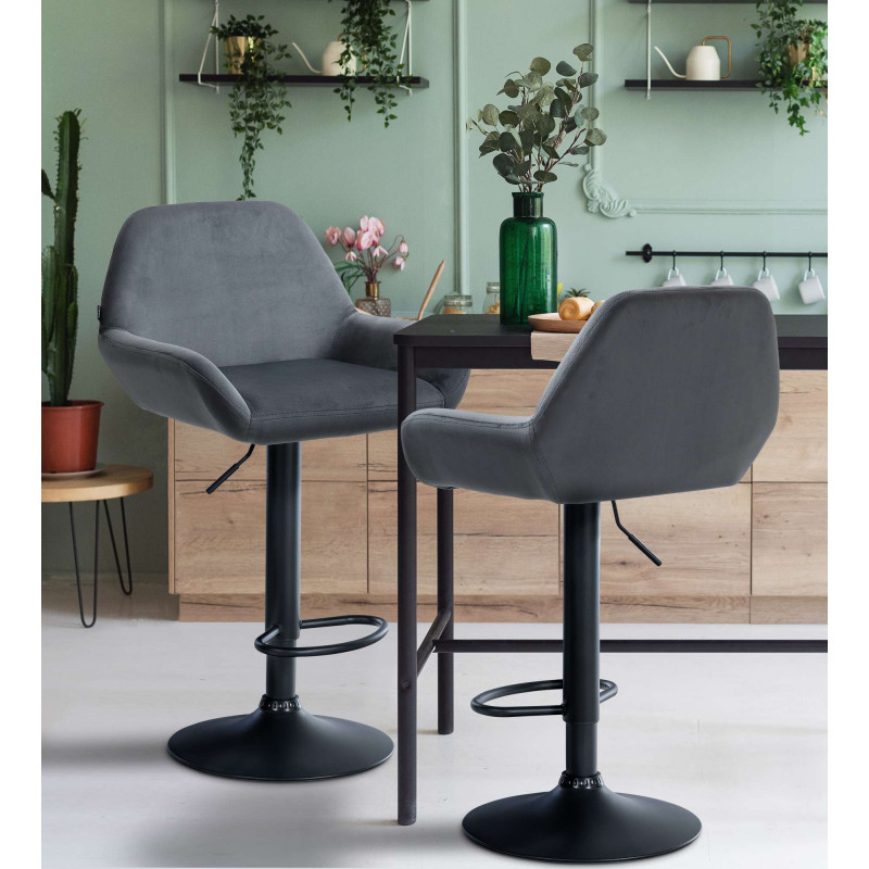 Tabouret de bar Braga velours gris foncé