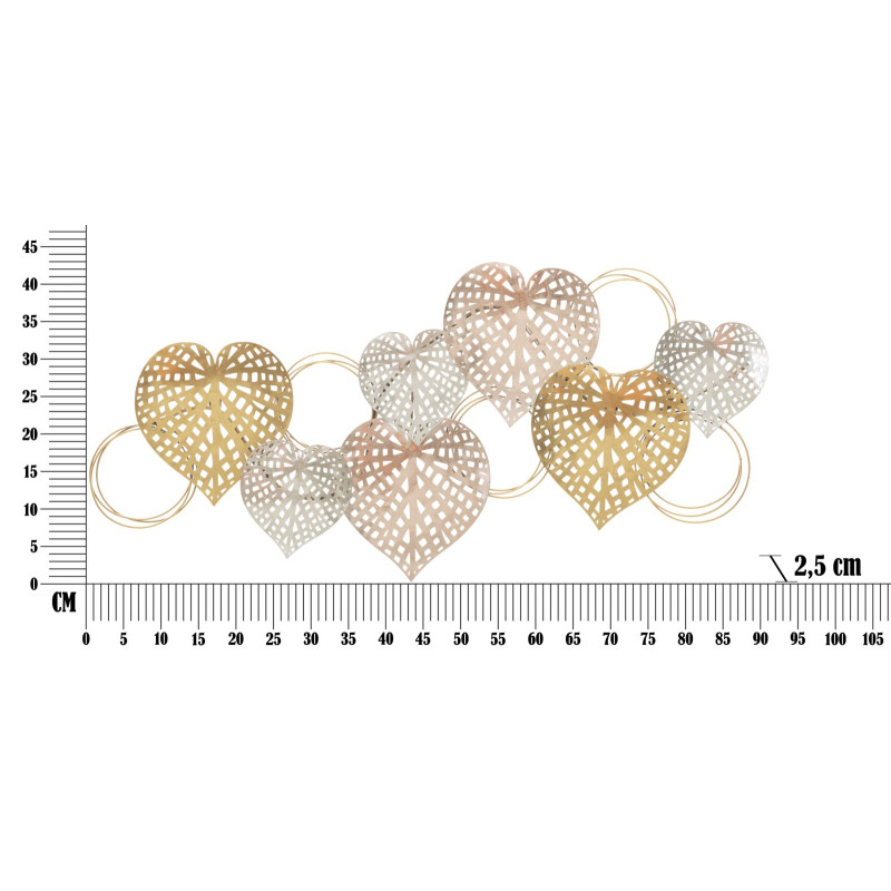 Décoration murale Cœurs – 91x39 cm – Panneau Glam romantique et chic