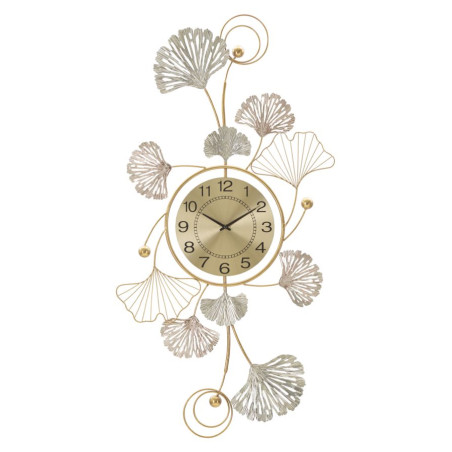Décoration murale Feuille avec horloge – 52x102 cm – Élégance naturelle et fonctionnalité Glam