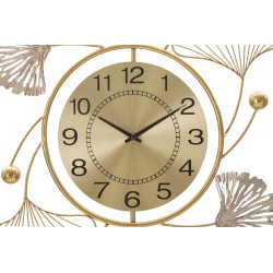 Décoration murale Feuille avec horloge – 52x102 cm – Élégance naturelle et fonctionnalité Glam