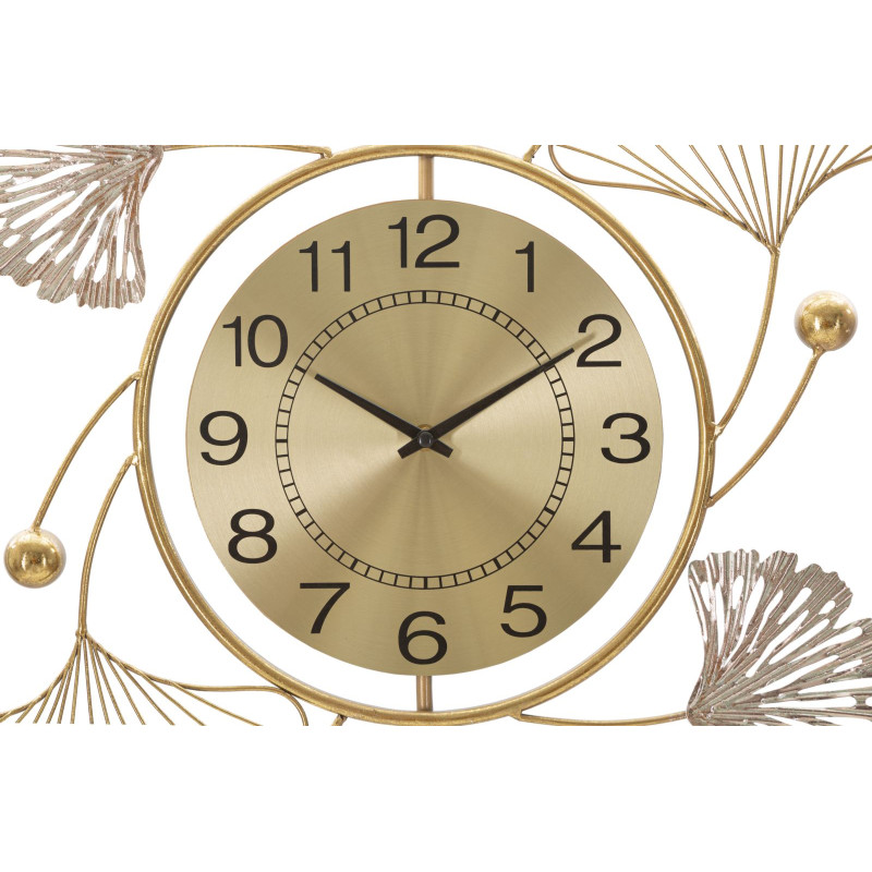 Décoration murale Feuille avec horloge – 52x102 cm – Élégance naturelle et fonctionnalité Glam