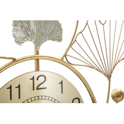 Décoration murale Feuille avec horloge – 52x102 cm – Élégance naturelle et fonctionnalité Glam