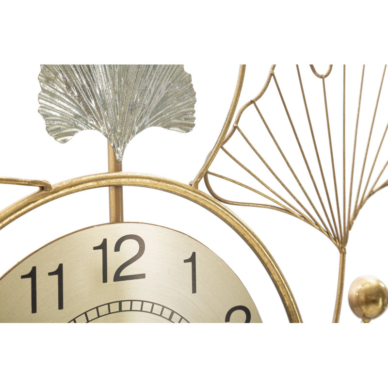 Décoration murale Feuille avec horloge – 52x102 cm – Élégance naturelle et fonctionnalité Glam