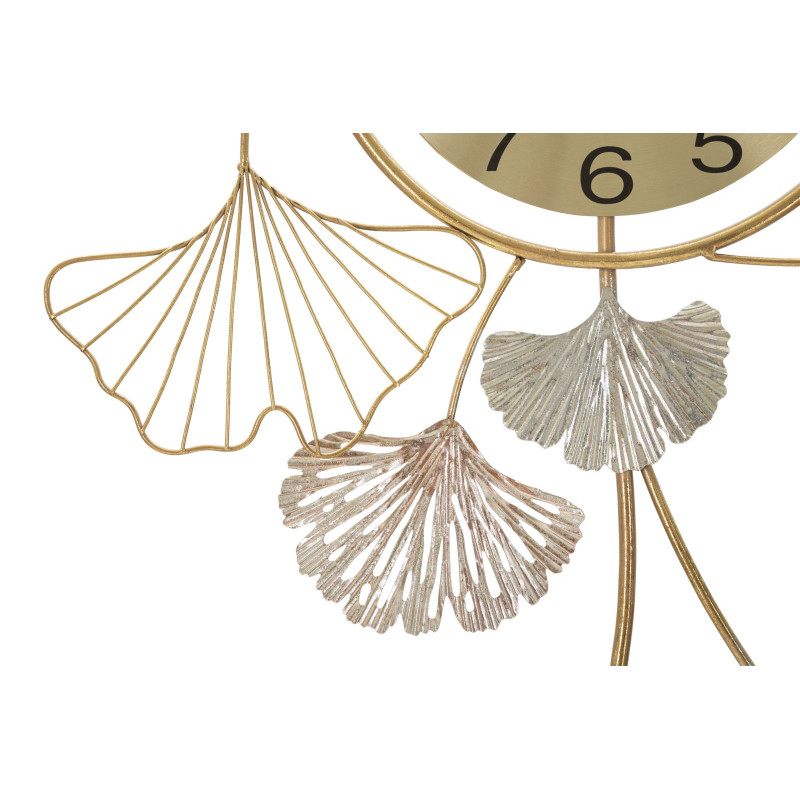 Décoration murale Feuille avec horloge – 52x102 cm – Élégance naturelle et fonctionnalité Glam