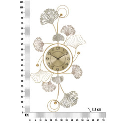 Décoration murale Feuille avec horloge – 52x102 cm – Élégance naturelle et fonctionnalité Glam