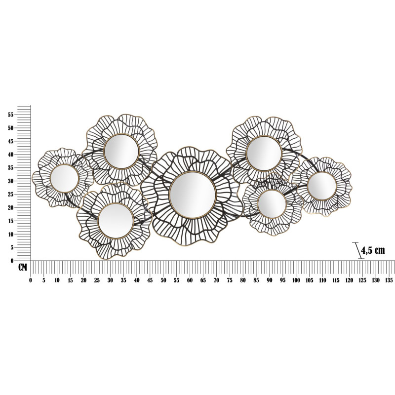 Décoration murale Osaka avec miroirs – 121x56 cm – Métal Glam et reflets argentés