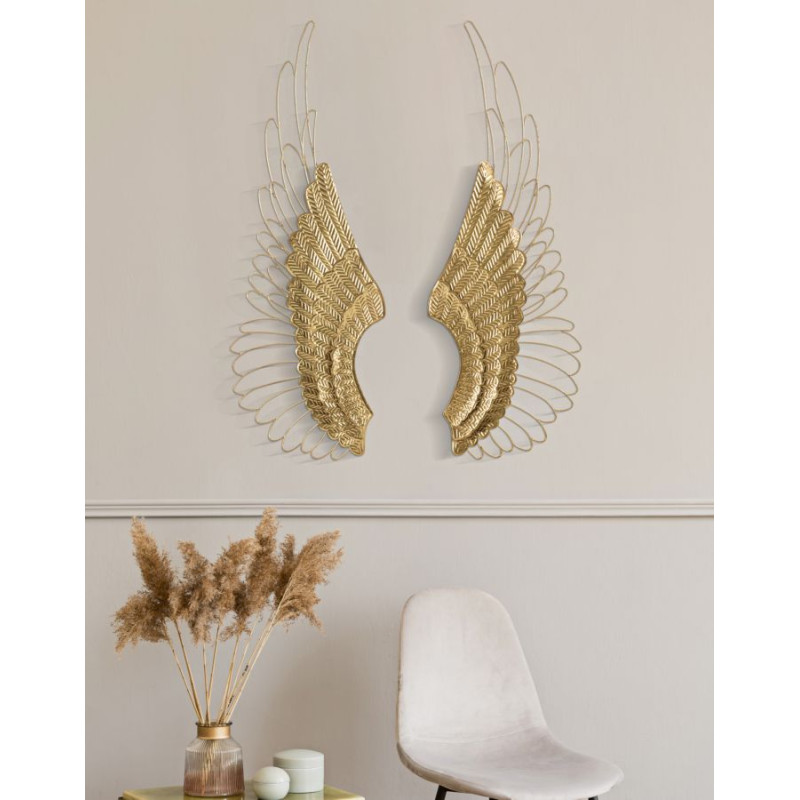 Ensemble de 2 panneaux muraux Ali Plus – 37x105 cm – Métal Glam doré et raffiné