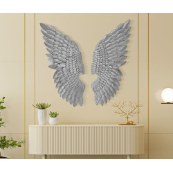 Ensemble de 2 panneaux muraux Ali Beauty Argent – 37x100 cm – Métal argenté Glam élégant