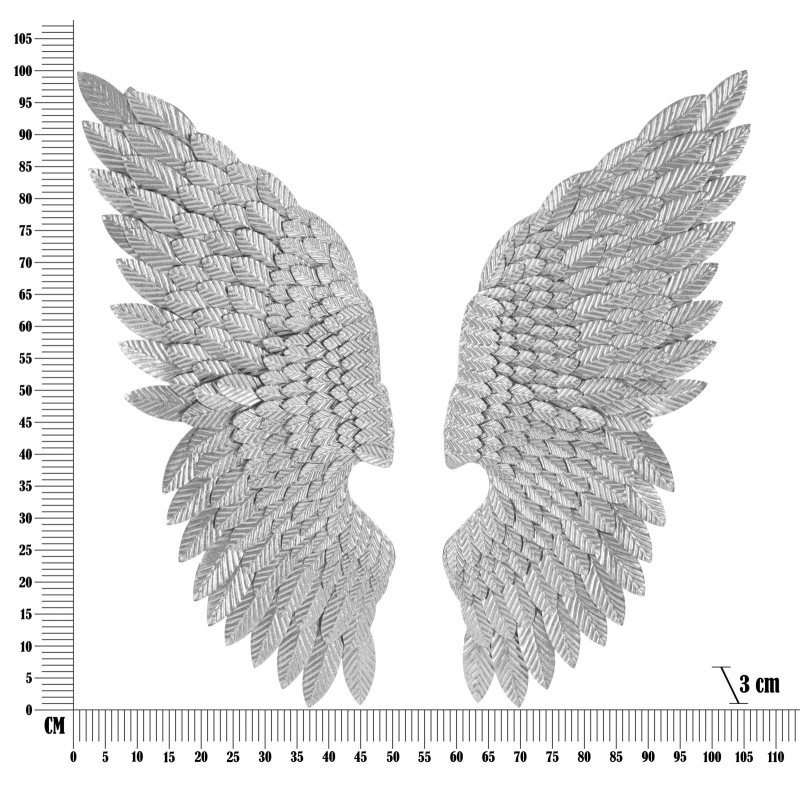 Ensemble de 2 panneaux muraux Ali Beauty Argent – 37x100 cm – Métal argenté Glam élégant