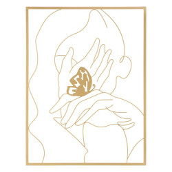 Panneau mural en fer Mains sur la Face – 60x80 cm – Portrait moderne et expressif Glam