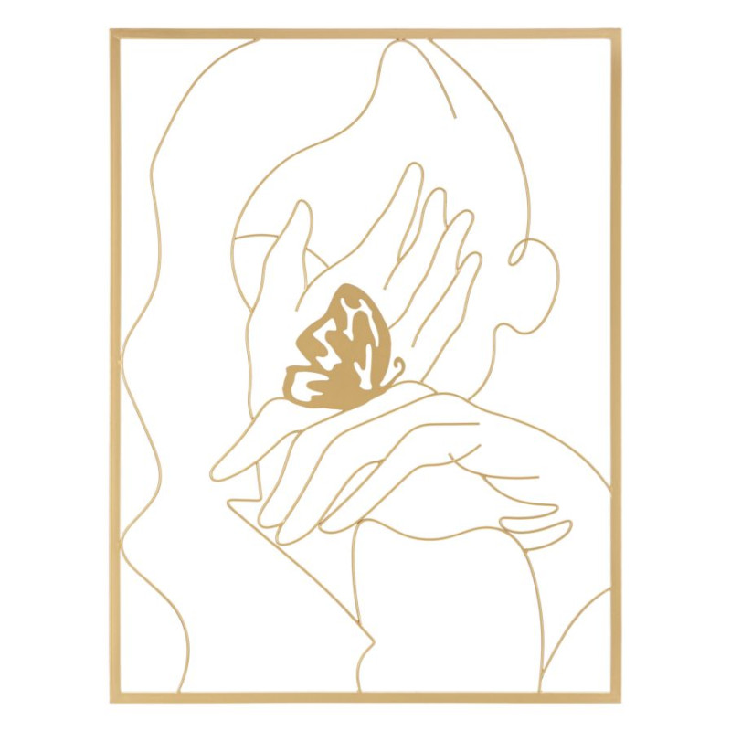 Panneau mural en fer Mains sur la Face – 60x80 cm – Portrait moderne et expressif Glam